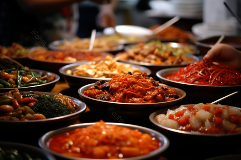 一桌丰盛的辛辣的四川菜肴美食食物,高清,摄影图,摄影图片,图片大全,摄影图免费下载